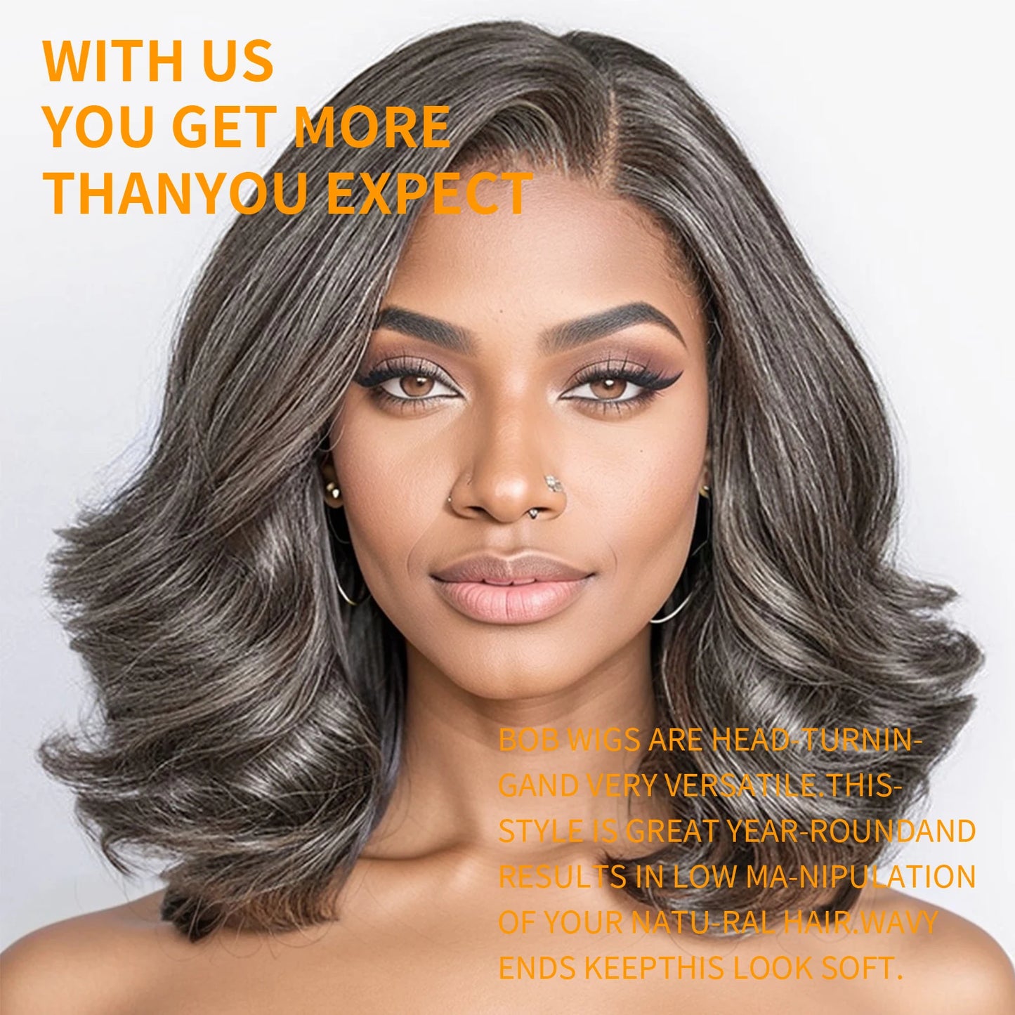 10 Inch Salt and Pepper Body Wave Short Bob Wig 5x5 Glueless Closure Wig Human Hair Wigs Lace Frontal Wig For Black Women